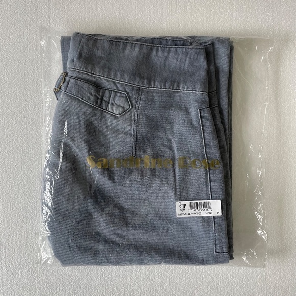 #41 SANDRINE ROSE by Free People French Worker Wide Leg Size 31 Light Wash Jeans - Picture 11 of 14